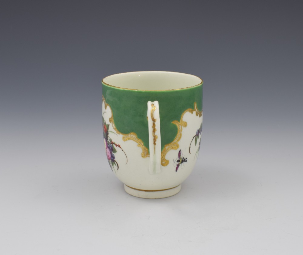 First Period Worcester Porcelain Spotted Fruit Pattern Coffee Cup & Saucer c.1770 View VII