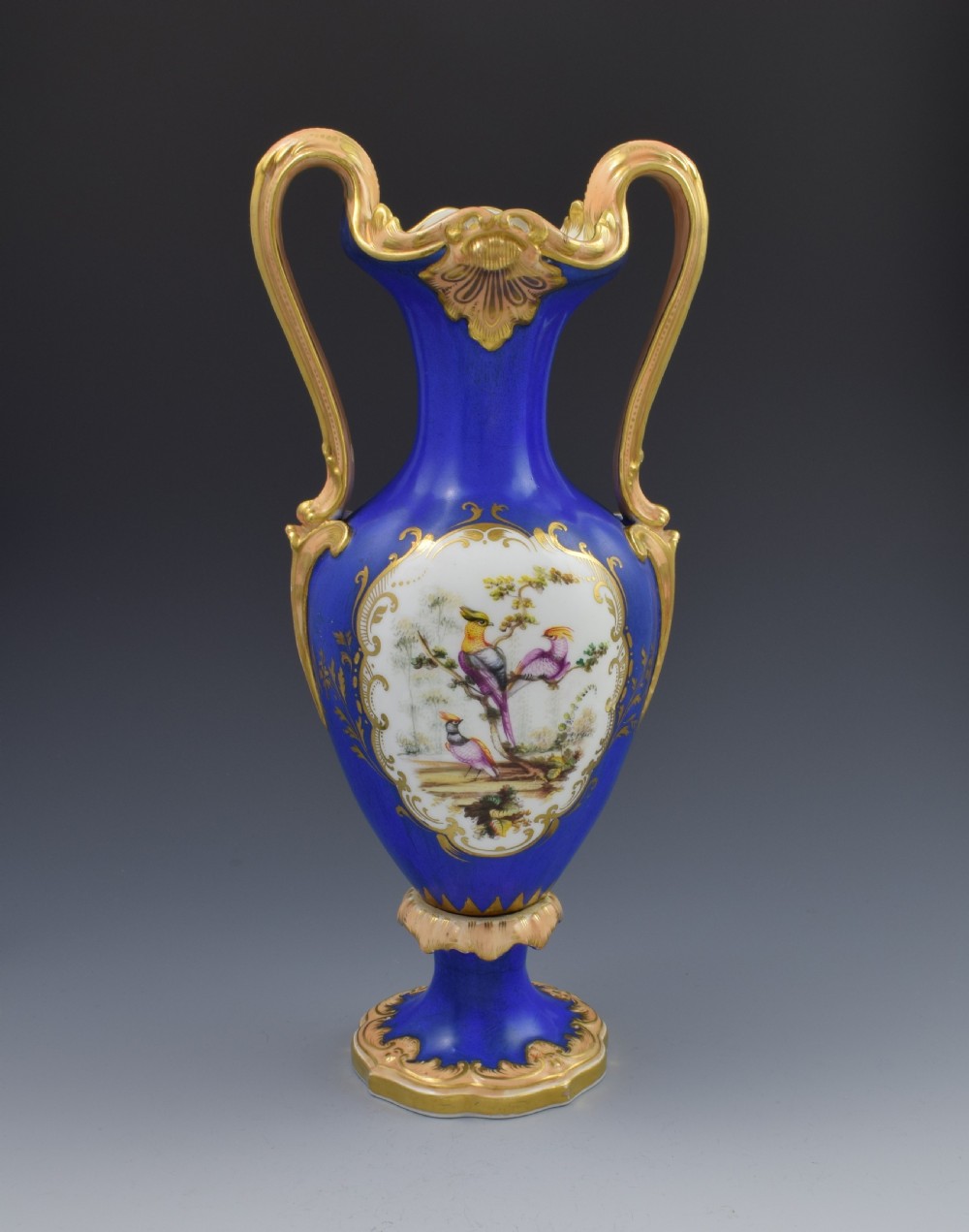 Large Coalport Vase With Sevres Style Birds By Randall c.1845