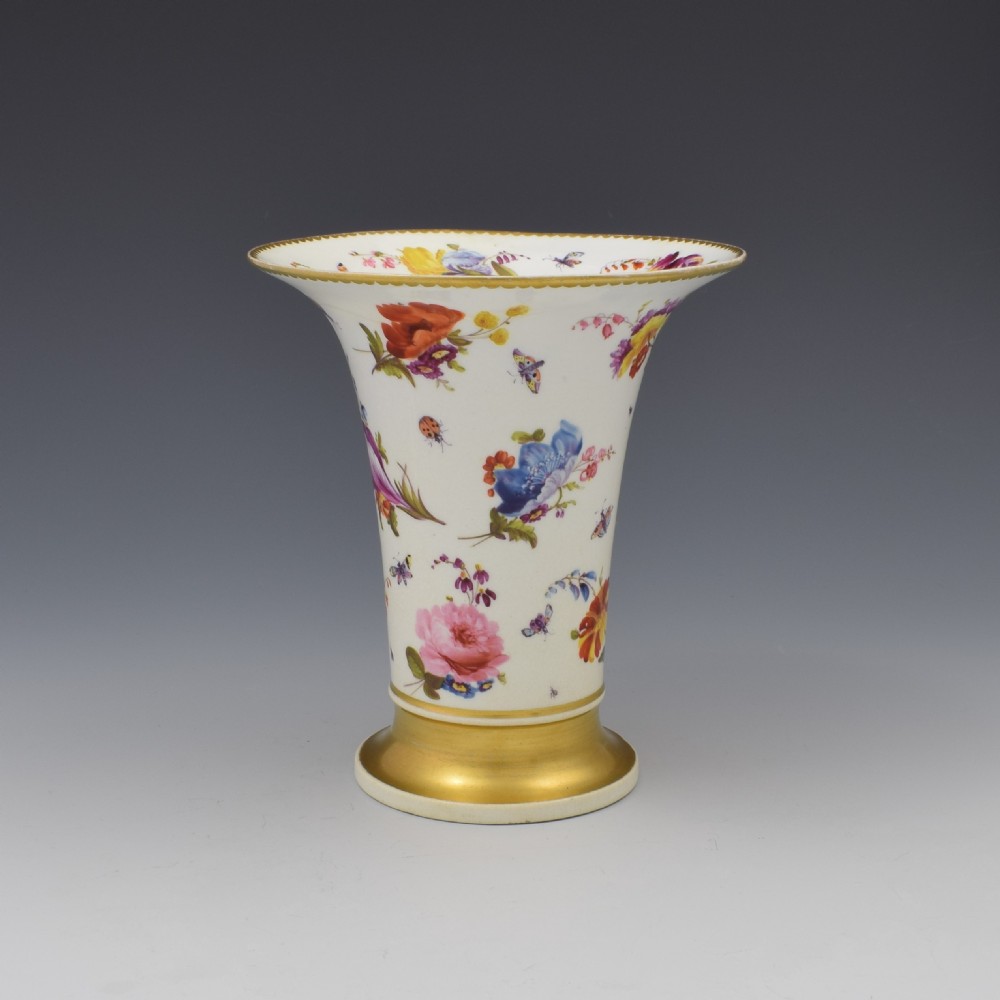 Fine Derby Porcelain Flared Spill Vase Floral Decoration, c.1820 View III