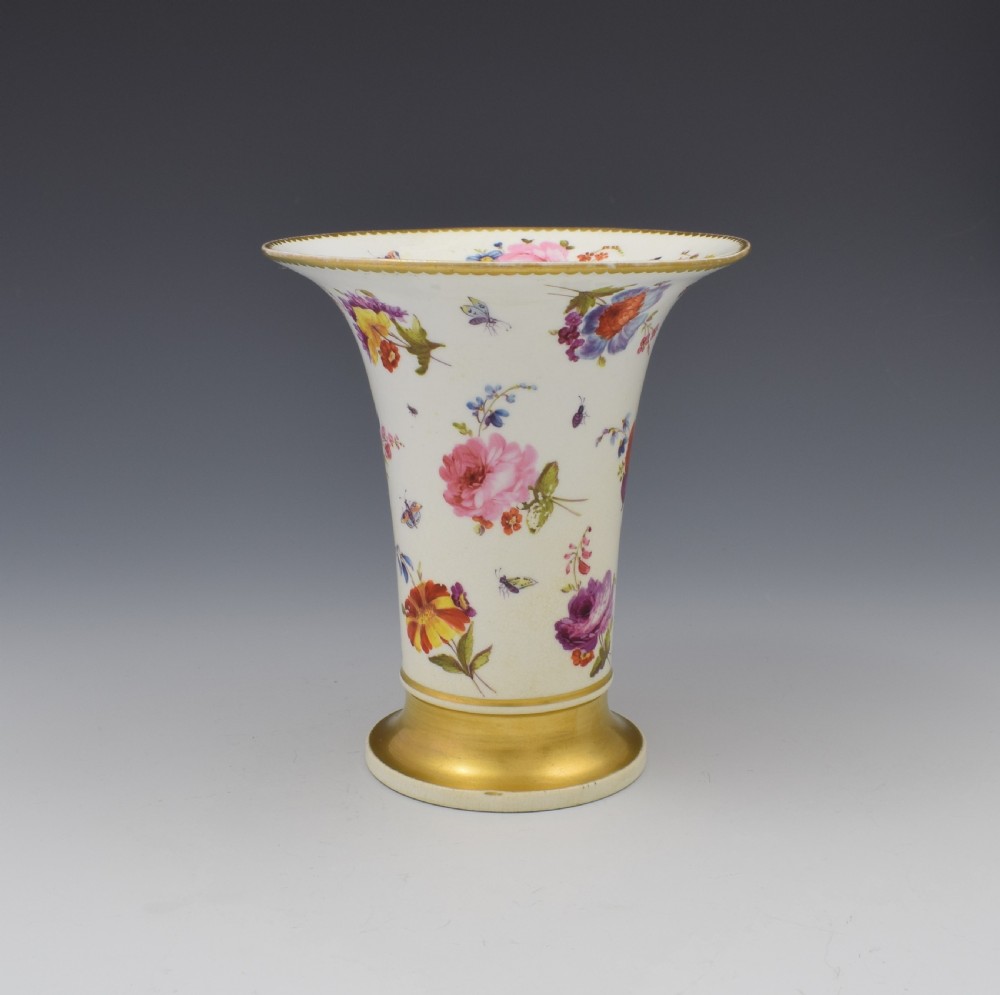 Fine Derby Porcelain Flared Spill Vase Floral Decoration, c.1820 View IV