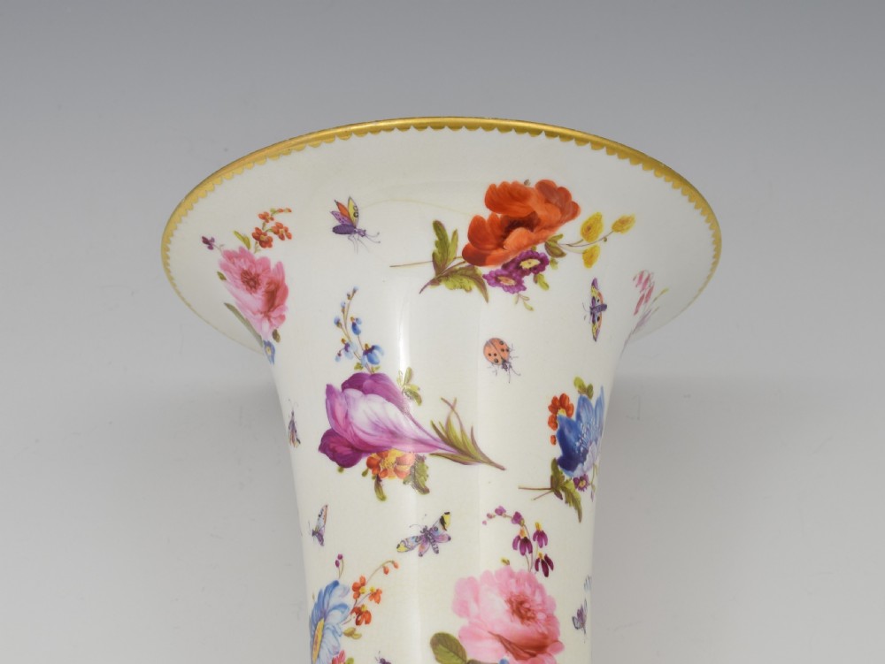 Fine Derby Porcelain Flared Spill Vase Floral Decoration, c.1820 View VIII