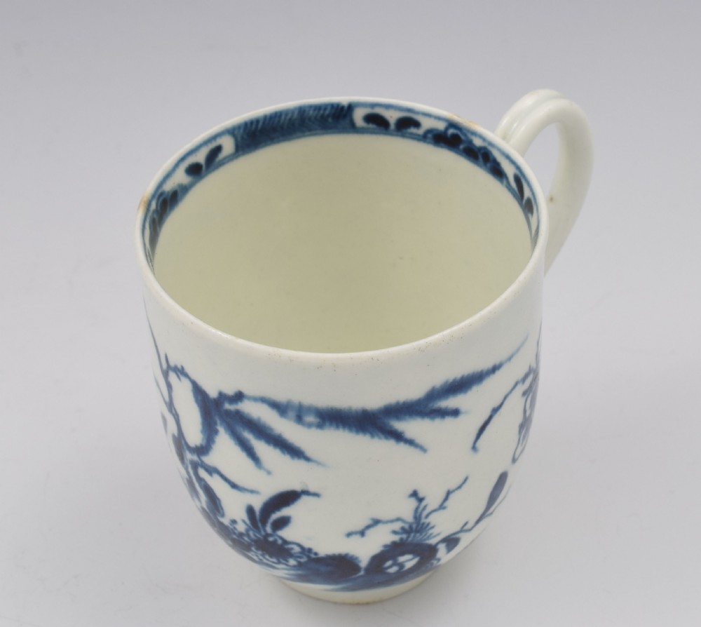 First Period Worcester Porcelain Candle Fence Pattern Coffee Cup c.1770 View VII