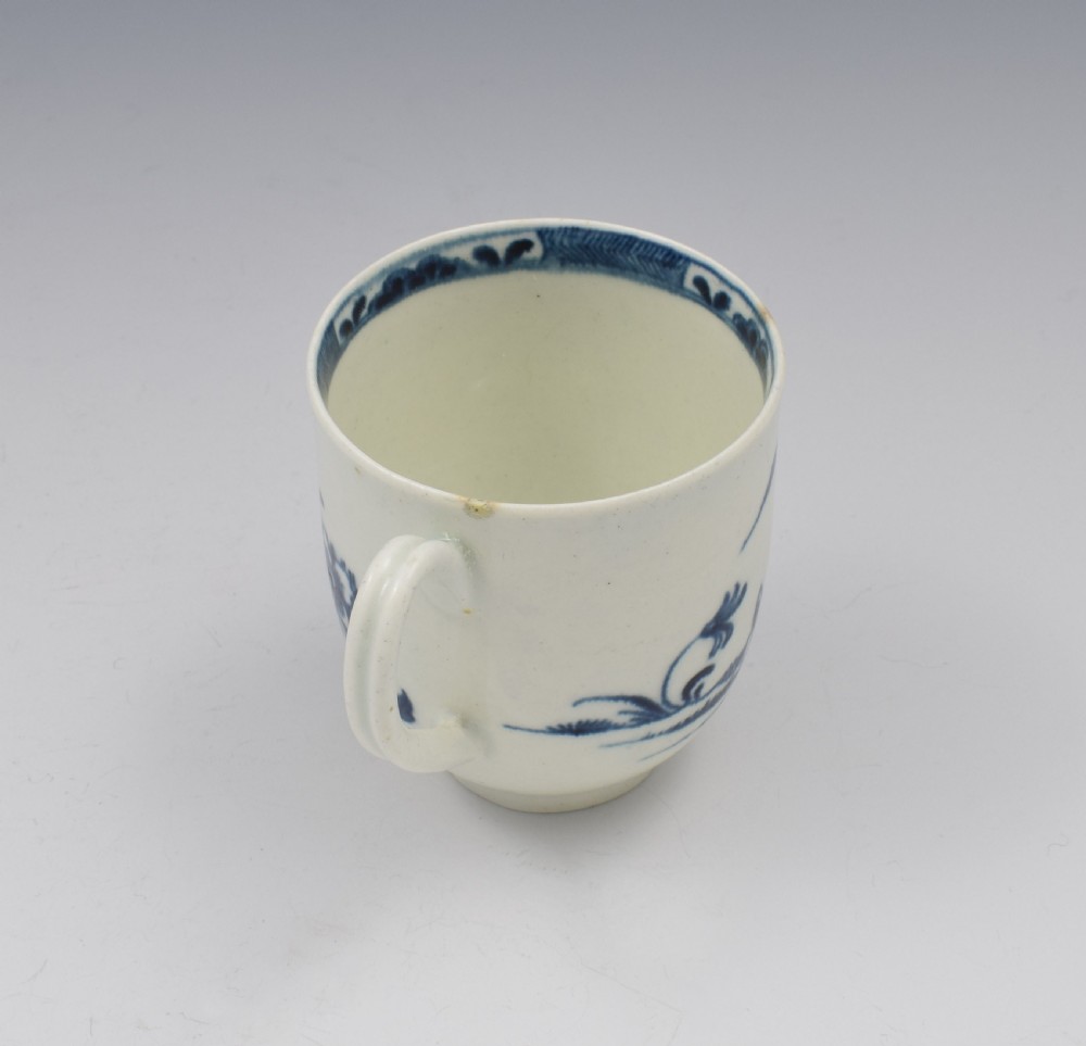 First Period Worcester Porcelain Candle Fence Pattern Coffee Cup c.1770 View VIII