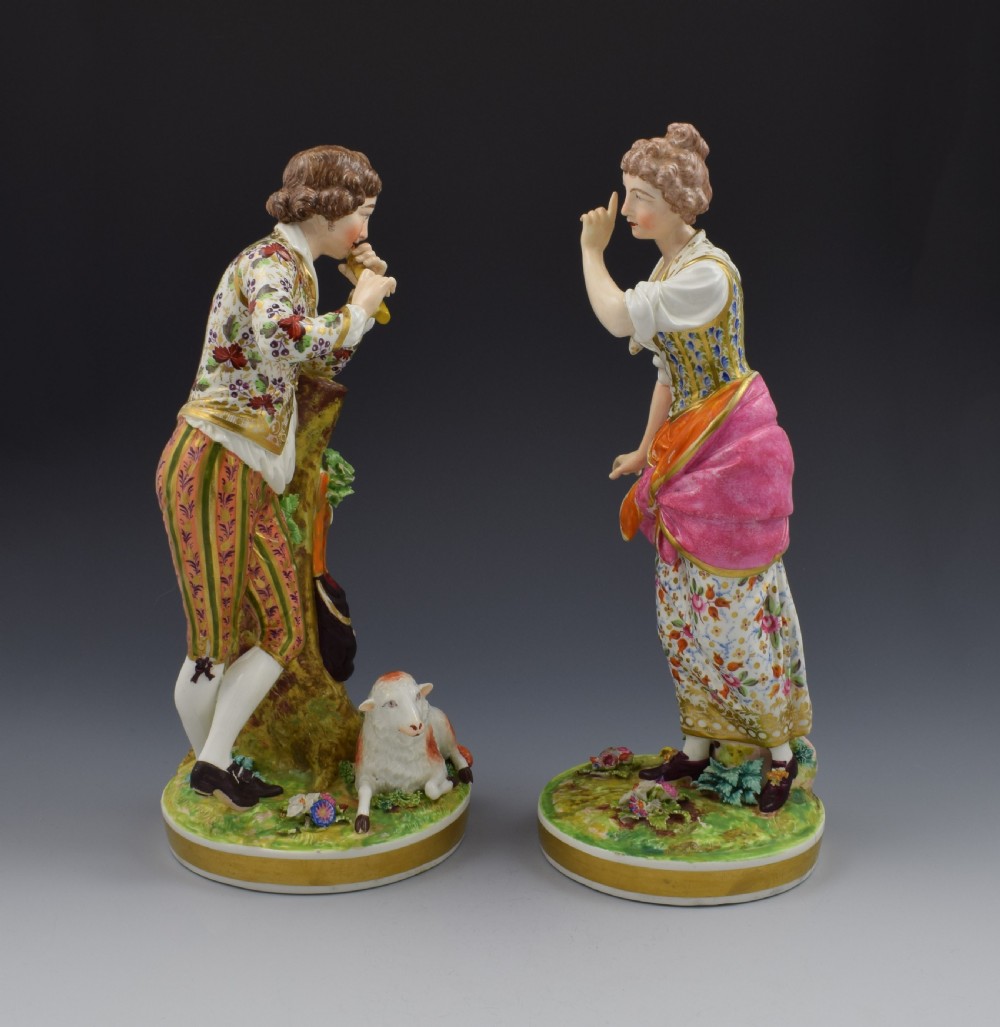 Large Pair Of Bloor Derby Porcelain Figures Shepherd & Shepherdess N369 View II
