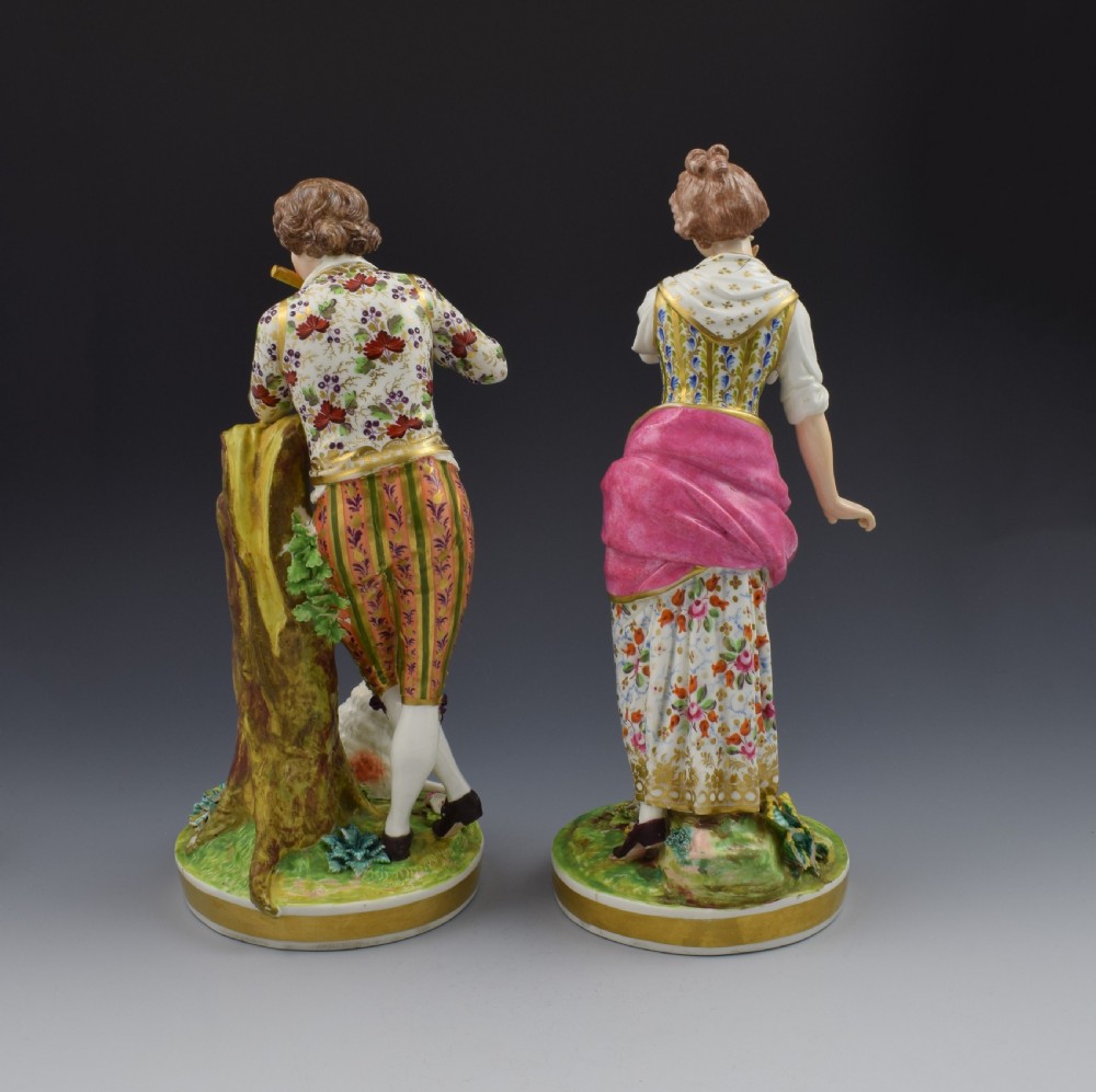 Large Pair Of Bloor Derby Porcelain Figures Shepherd & Shepherdess N369 View III