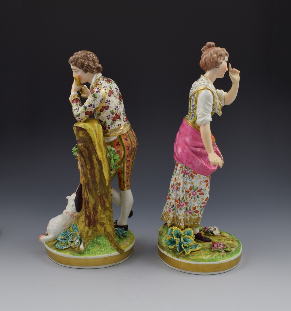Large Pair Of Bloor Derby Porcelain Figures Shepherd & Shepherdess N369 View IV