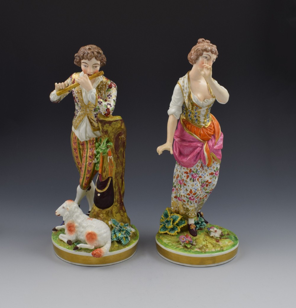 Large Pair Of Bloor Derby Porcelain Figures Shepherd & Shepherdess N369 View V