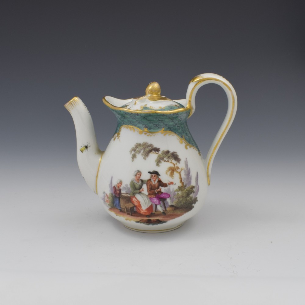 Pretty 19th Century Meissen Porcelain Small Teapot & Cover