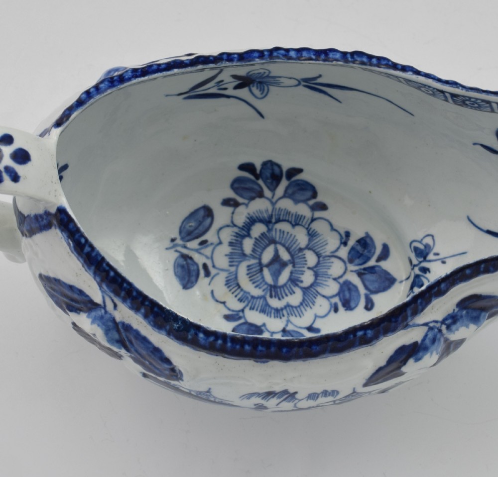 Early Derby Porcelain Blue & White Sauce Boat Chinese Scenes c.1760-65 View XIII