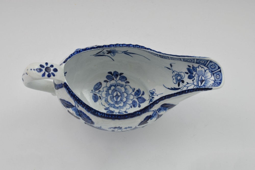 Early Derby Porcelain Blue & White Sauce Boat Chinese Scenes c.1760-65 View XIV