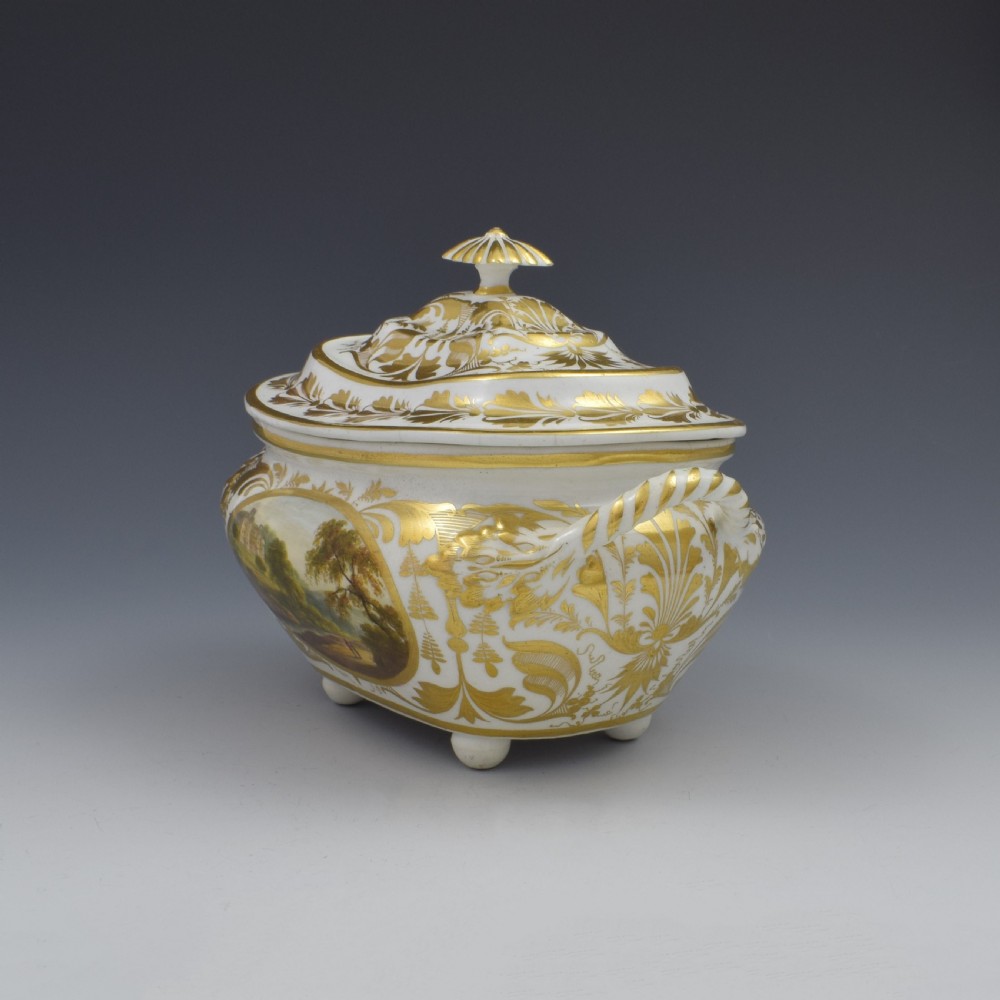 Derby Porcelain Sucrier & Cover Landscapes Berkshire & Wales c.1815 View III