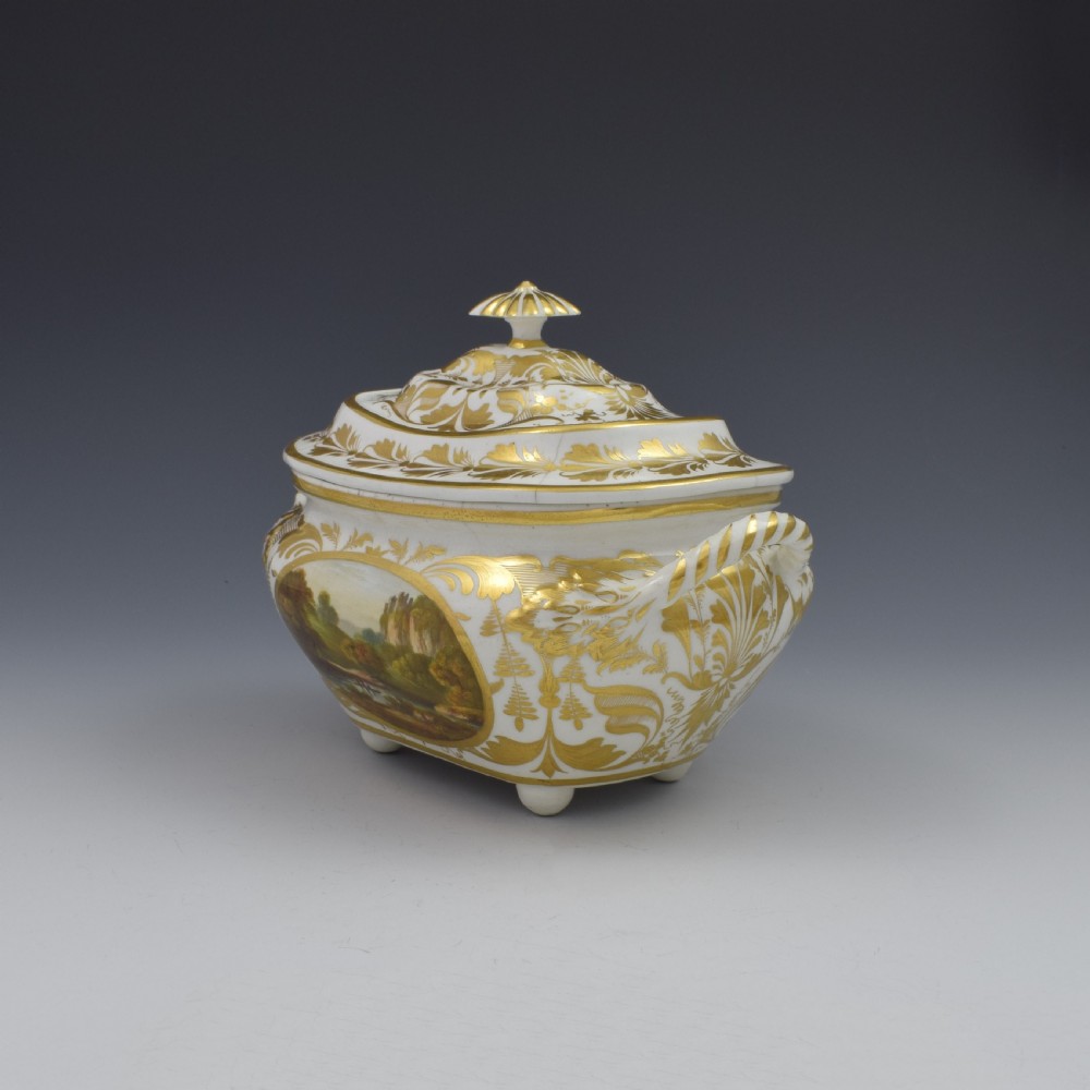 Derby Porcelain Sucrier & Cover Landscapes Berkshire & Wales c.1815 View VI