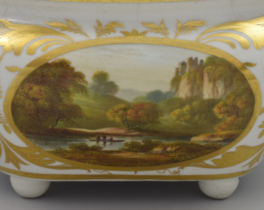 Derby Porcelain Sucrier & Cover Landscapes Berkshire & Wales c.1815 View XII