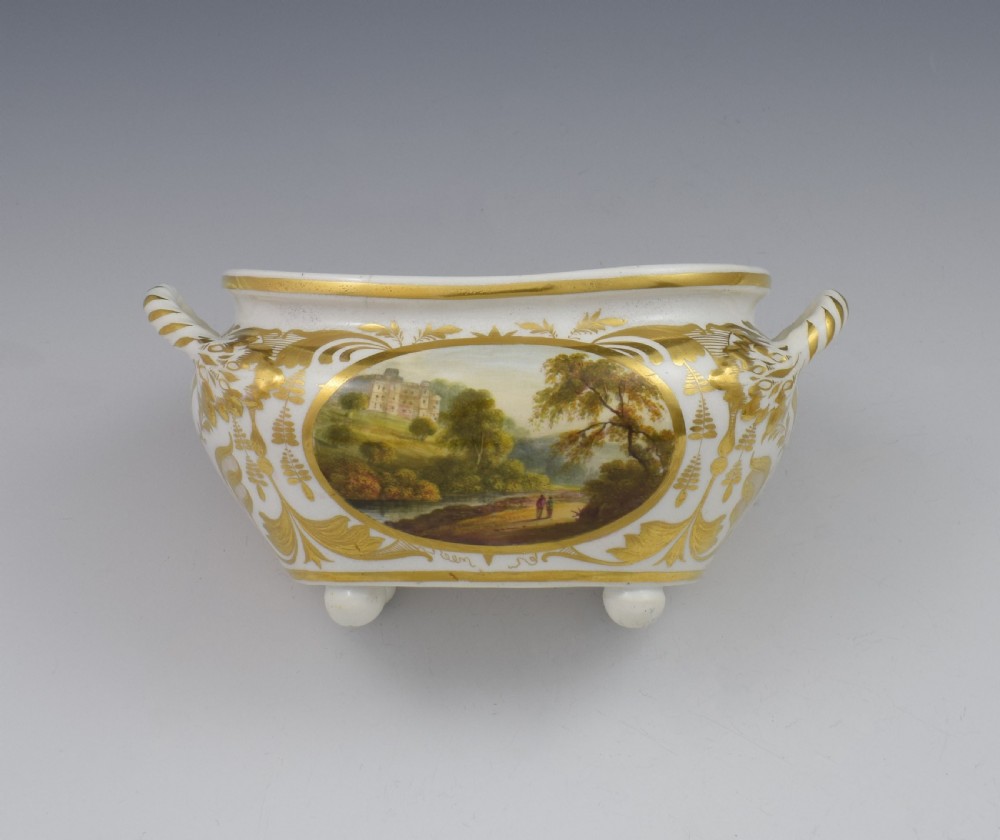 Derby Porcelain Sucrier & Cover Landscapes Berkshire & Wales c.1815 View XVII