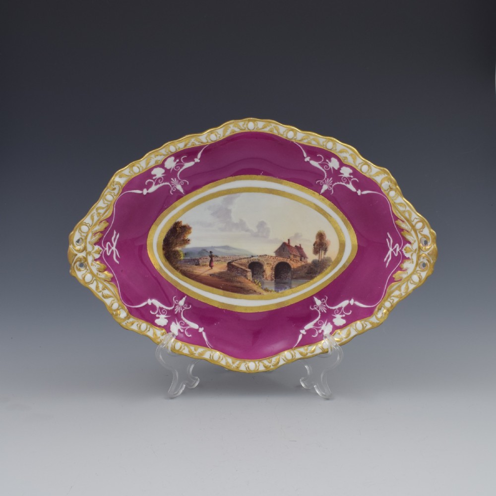 Spode Porcelain Dessert Dish Landscape View Chapelizod Bridge c.1825