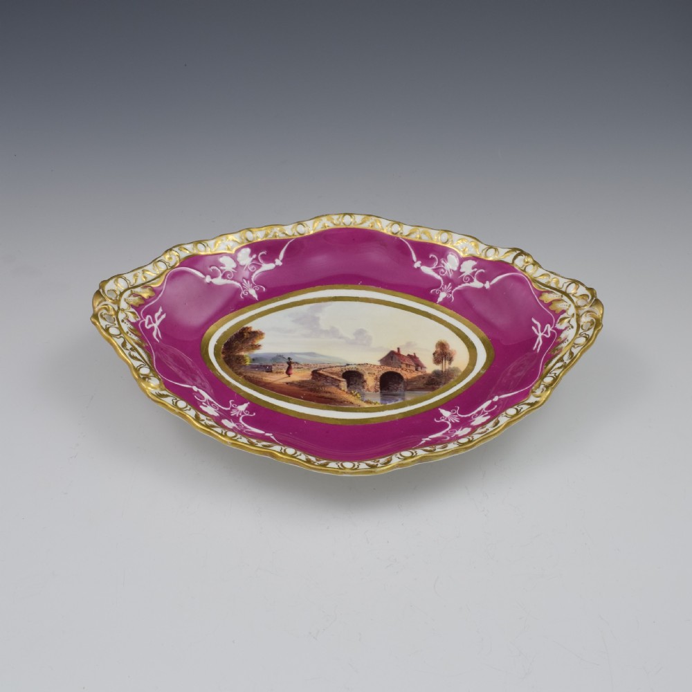Spode Porcelain Dessert Dish Landscape View Chapelizod Bridge c.1825 View III