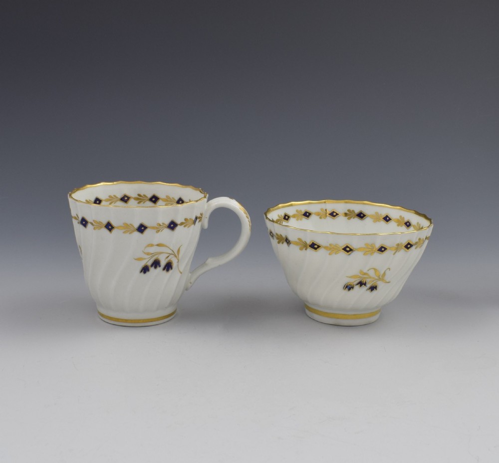 Flight Period Worcester Porcelain Spiral Fluted Trio, Tea Bowl, Cup & Saucer View III