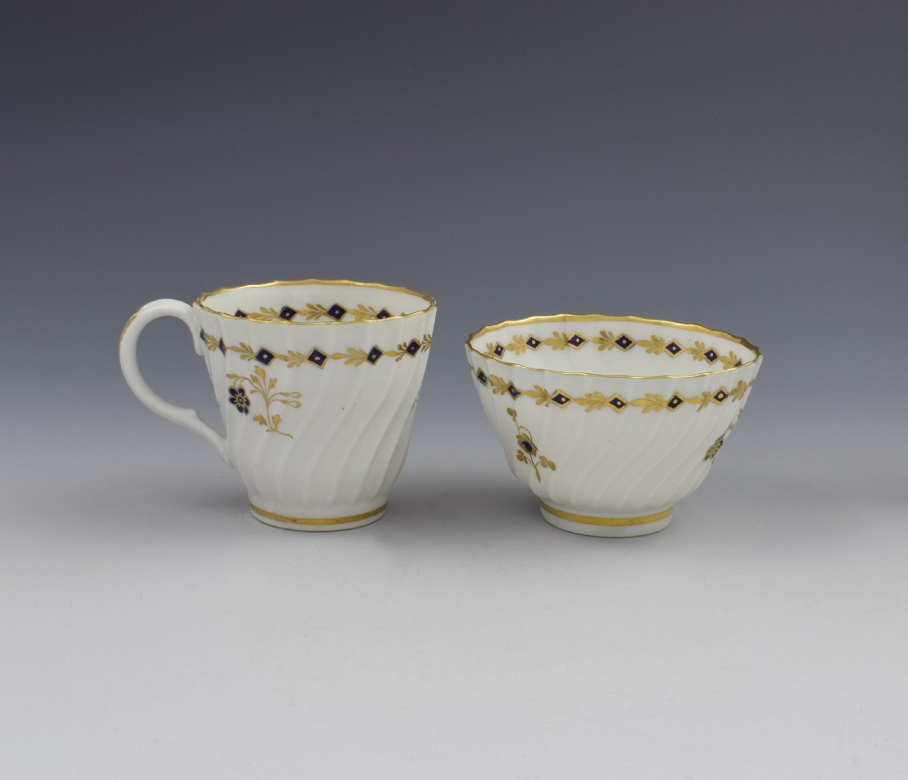 Flight Period Worcester Porcelain Spiral Fluted Trio, Tea Bowl, Cup & Saucer View IV