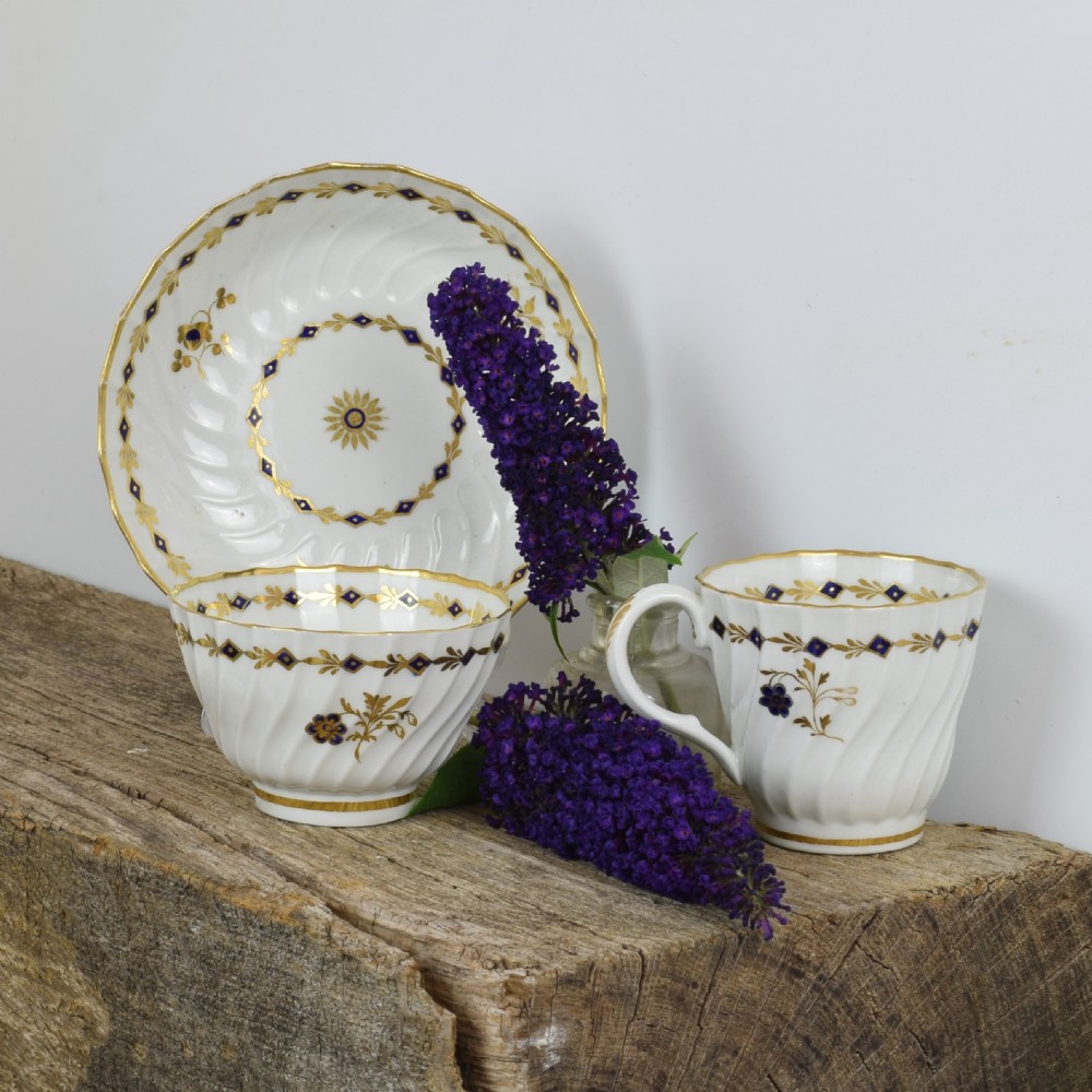 Flight Period Worcester Porcelain Spiral Fluted Trio, Tea Bowl, Cup & Saucer View VI