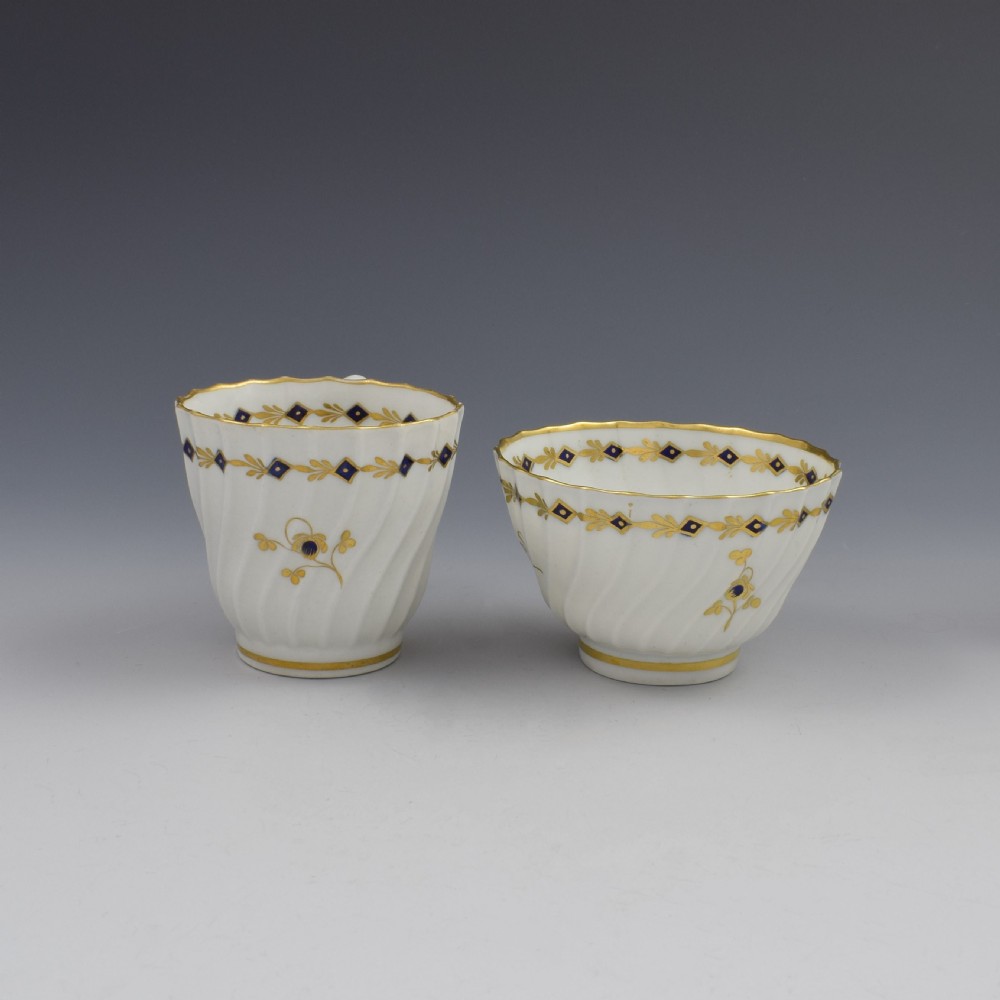 Flight Period Worcester Porcelain Spiral Fluted Trio, Tea Bowl, Cup & Saucer View VII