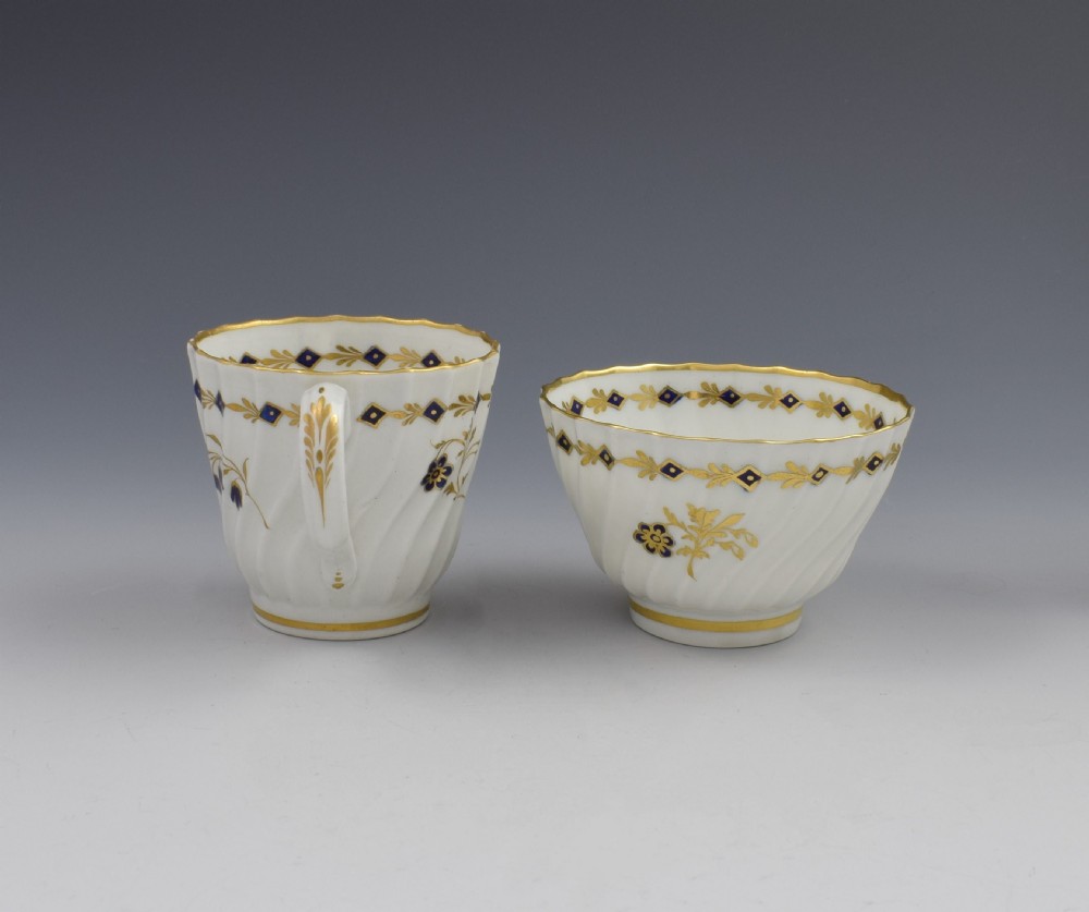 Flight Period Worcester Porcelain Spiral Fluted Trio, Tea Bowl, Cup & Saucer View VIII