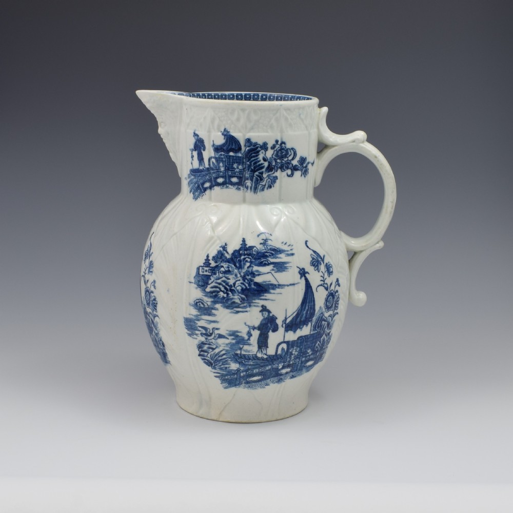 Caughley Porcelain Mask Jug Fisherman & Cormorant Pattern 
