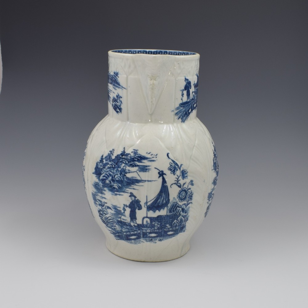 Caughley Porcelain Mask Jug Fisherman & Cormorant Pattern 
 View II