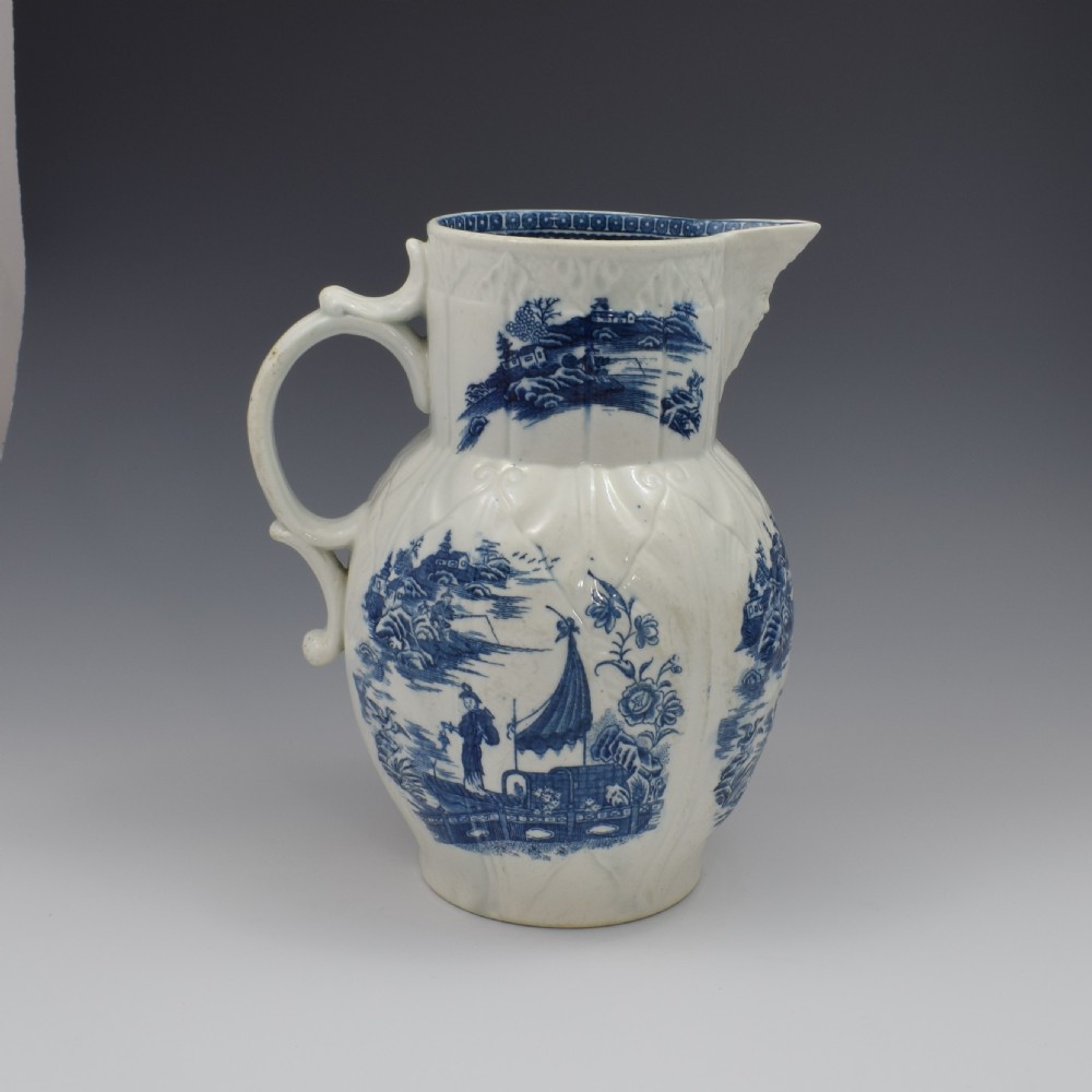 Caughley Porcelain Mask Jug Fisherman & Cormorant Pattern 
 View III