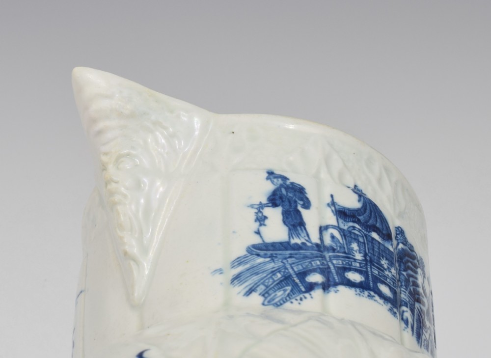 Caughley Porcelain Mask Jug Fisherman & Cormorant Pattern 
 View X