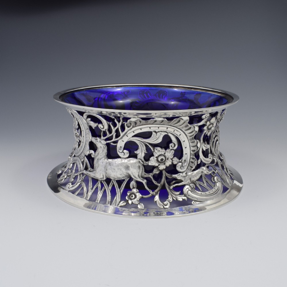 Large Victorian Irish Silver Dish (Potato) Ring Wakely & Wheeler Wild Animals View V