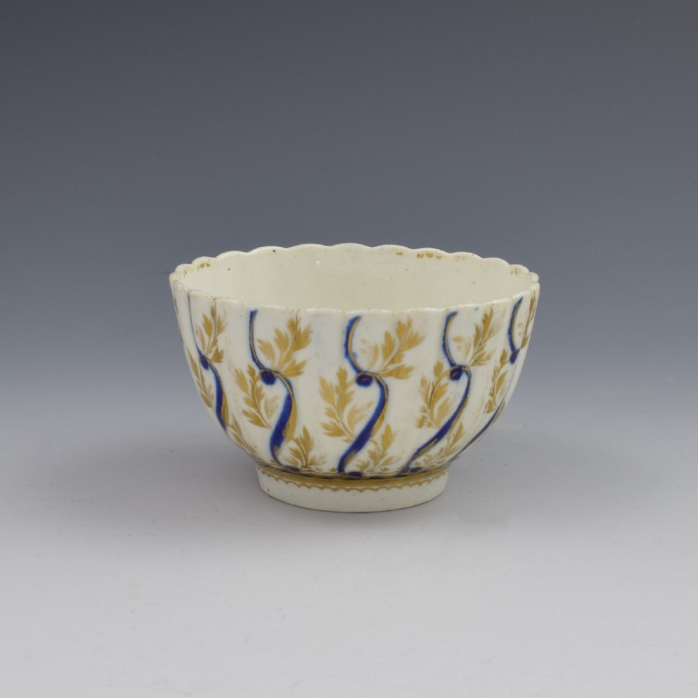 First Period Worcester Porcelain Fluted Tea Bowl 