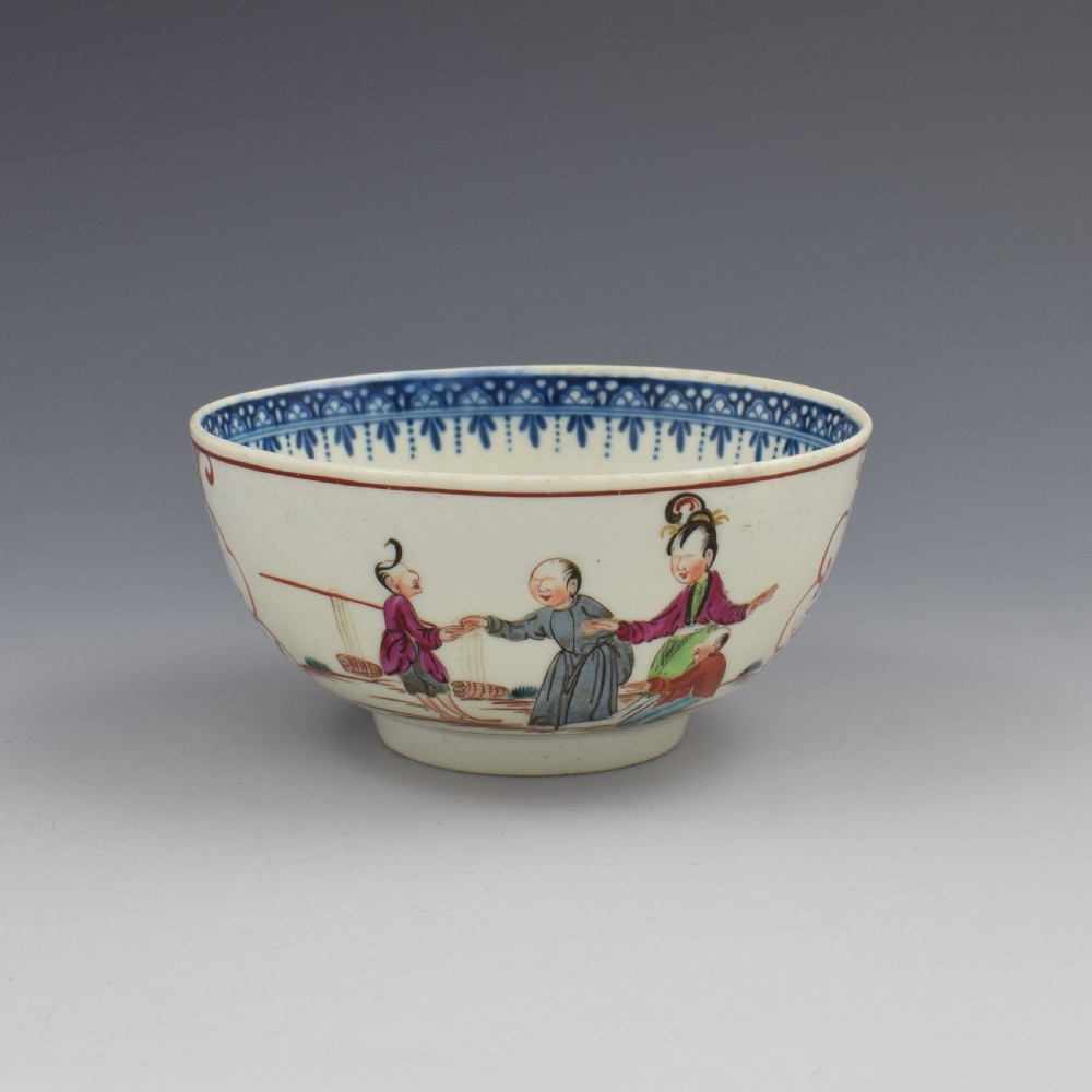 First Period Worcester Porcelain Boy In The Window Slop Bowl  View III