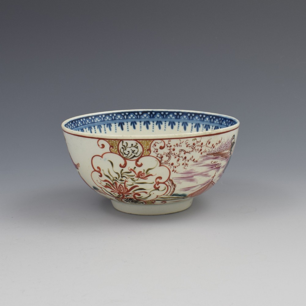 First Period Worcester Porcelain Boy In The Window Slop Bowl  View IV