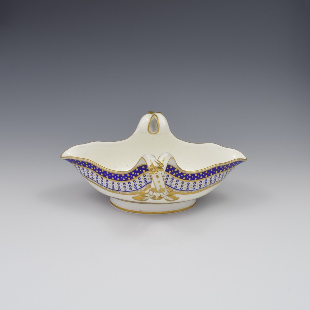 18th Century Sevres Porcelain Sauciere A Deux Sauceboat & Plate Pois Bleu 1788 View IV