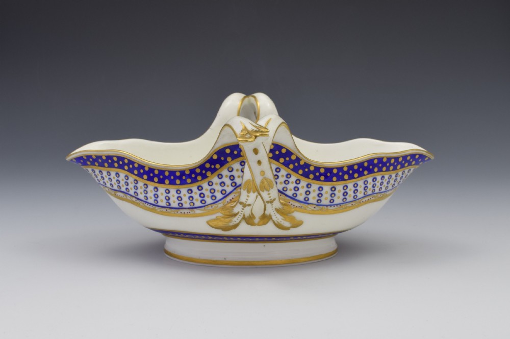 18th Century Sevres Porcelain Sauciere A Deux Sauceboat & Plate Pois Bleu 1788 View VI