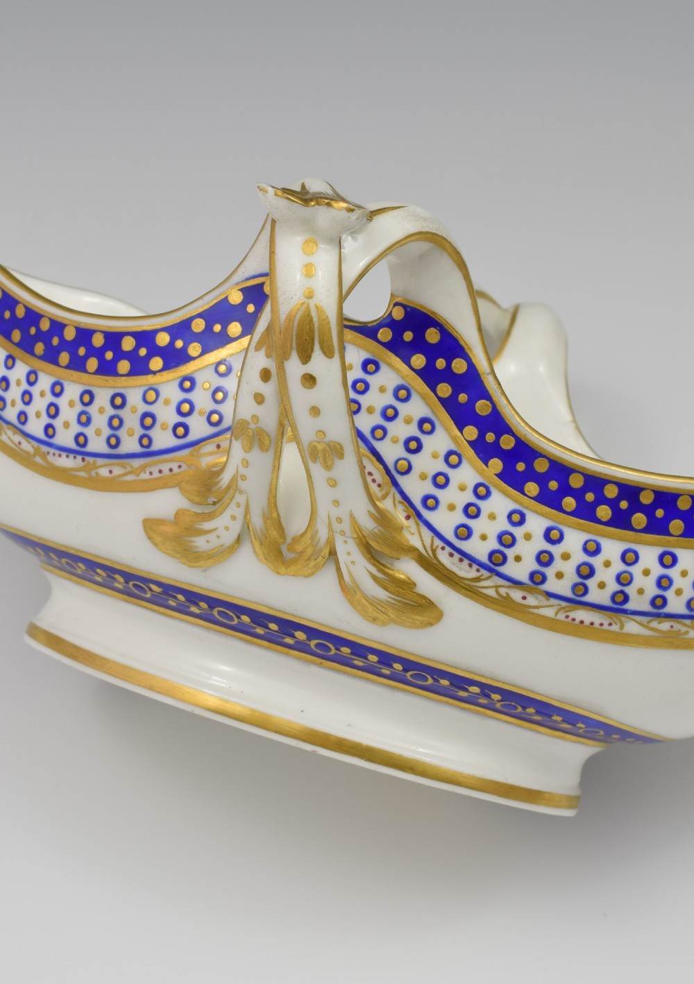 18th Century Sevres Porcelain Sauciere A Deux Sauceboat & Plate Pois Bleu 1788 View VII