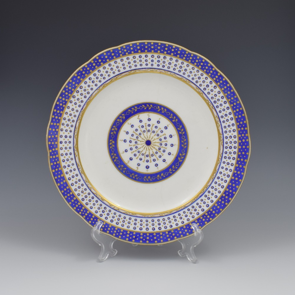 18th Century Sevres Porcelain Sauciere A Deux Sauceboat & Plate Pois Bleu 1788 View XV