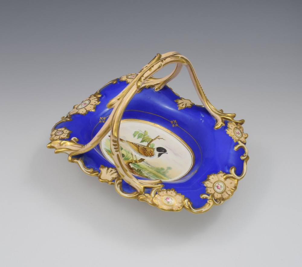 Fine & Large Alcock Rococo Porcelain Ornithological Basket c.1845 View II