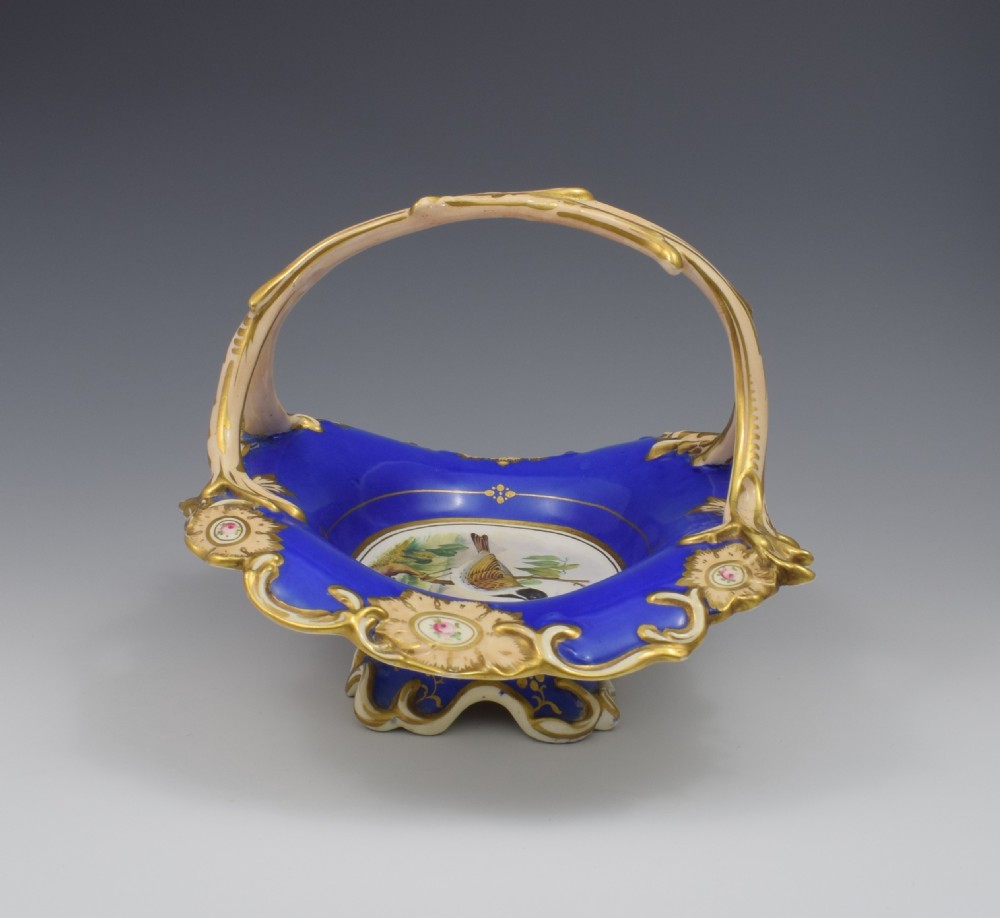 Fine & Large Alcock Rococo Porcelain Ornithological Basket c.1845 View IV