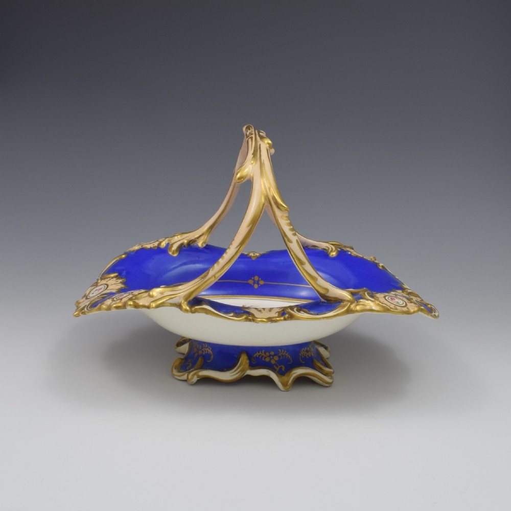 Fine & Large Alcock Rococo Porcelain Ornithological Basket c.1845 View V