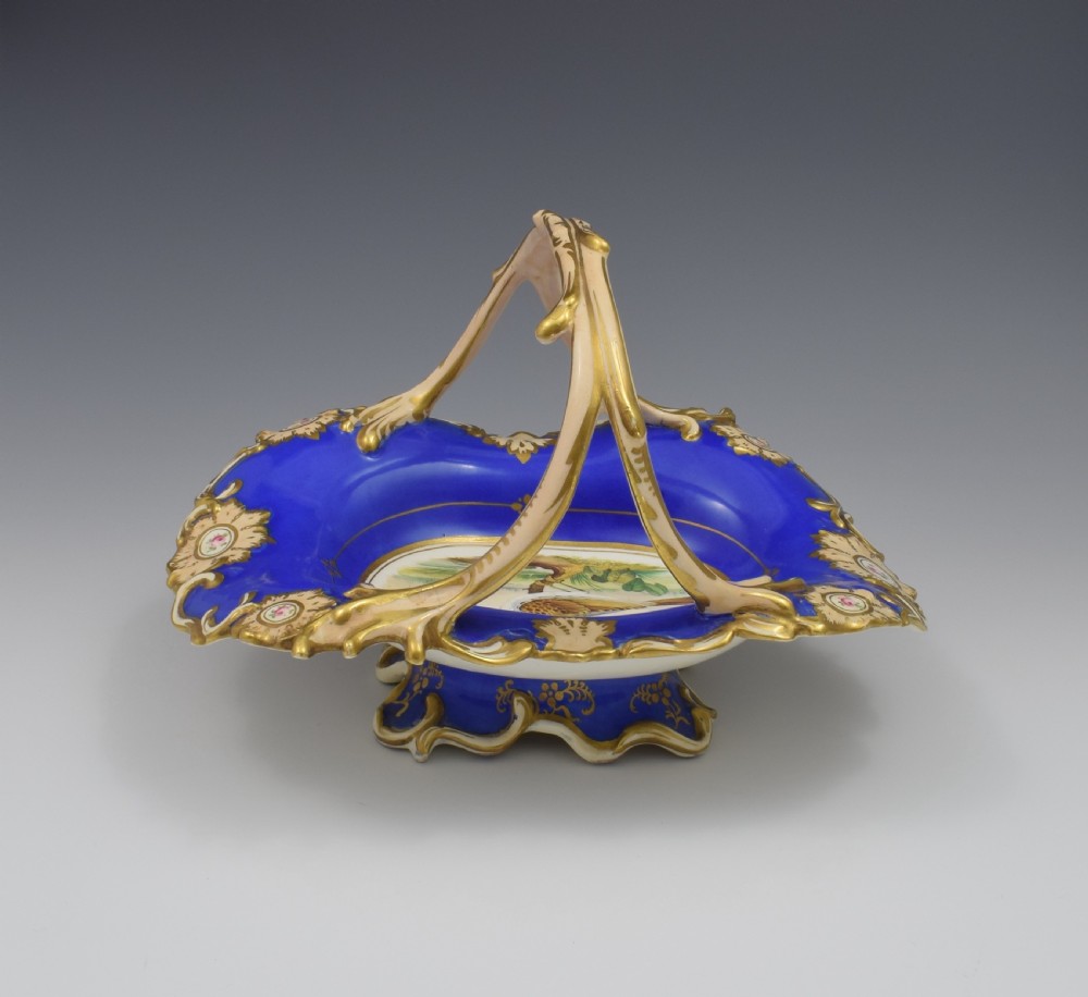 Fine & Large Alcock Rococo Porcelain Ornithological Basket c.1845 View VII