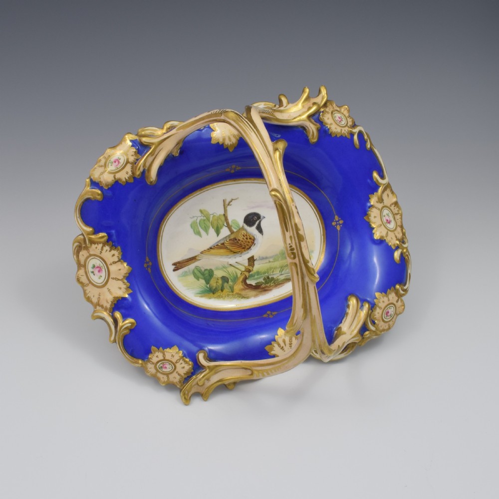 Fine & Large Alcock Rococo Porcelain Ornithological Basket c.1845 View VIII