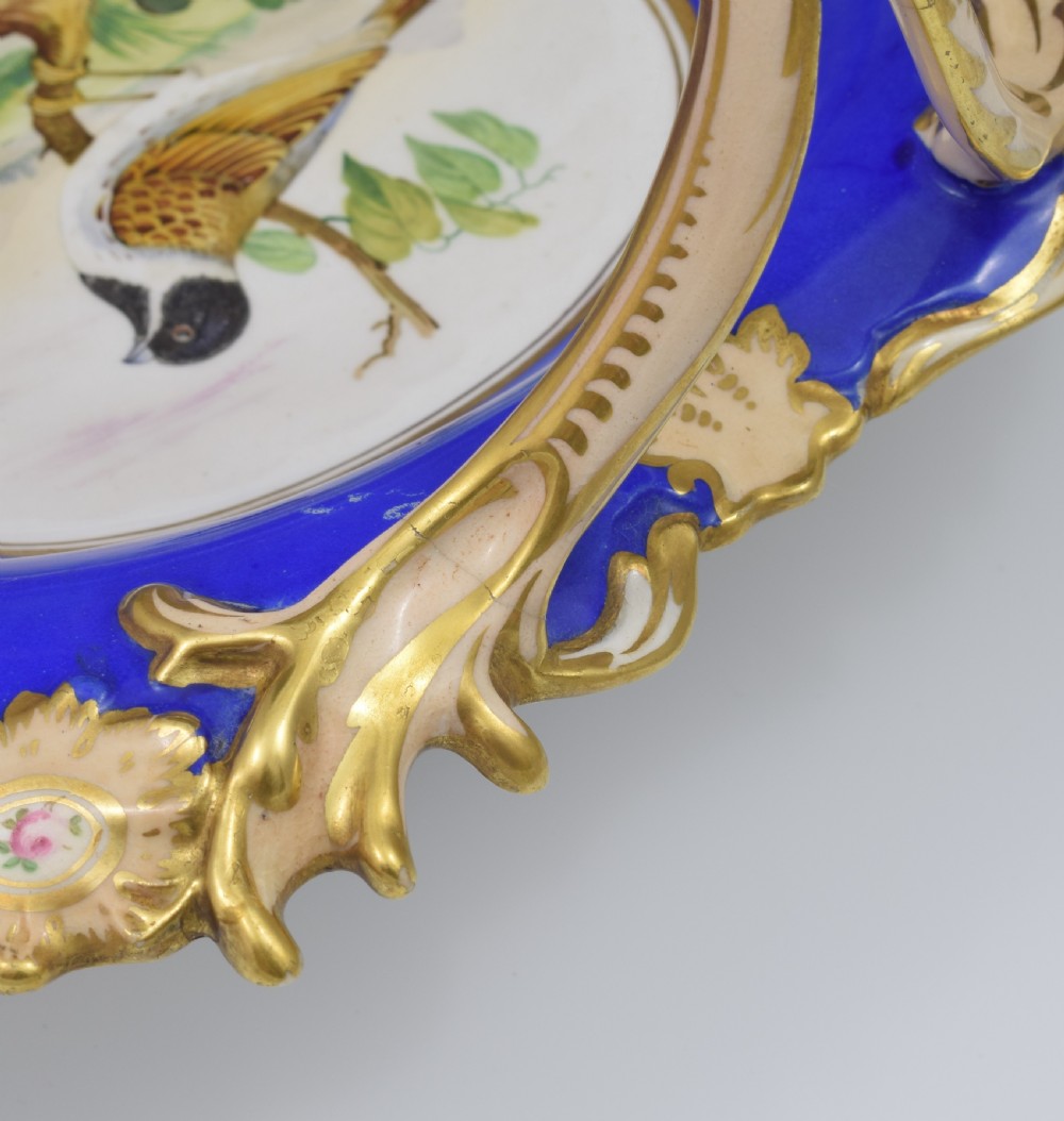 Fine & Large Alcock Rococo Porcelain Ornithological Basket c.1845 View XV