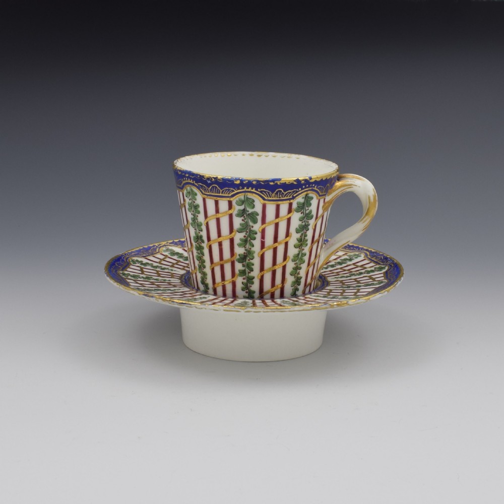 18th Century Sevres Porcelain Trembleuse Cup & Saucer Hop Trellis View III