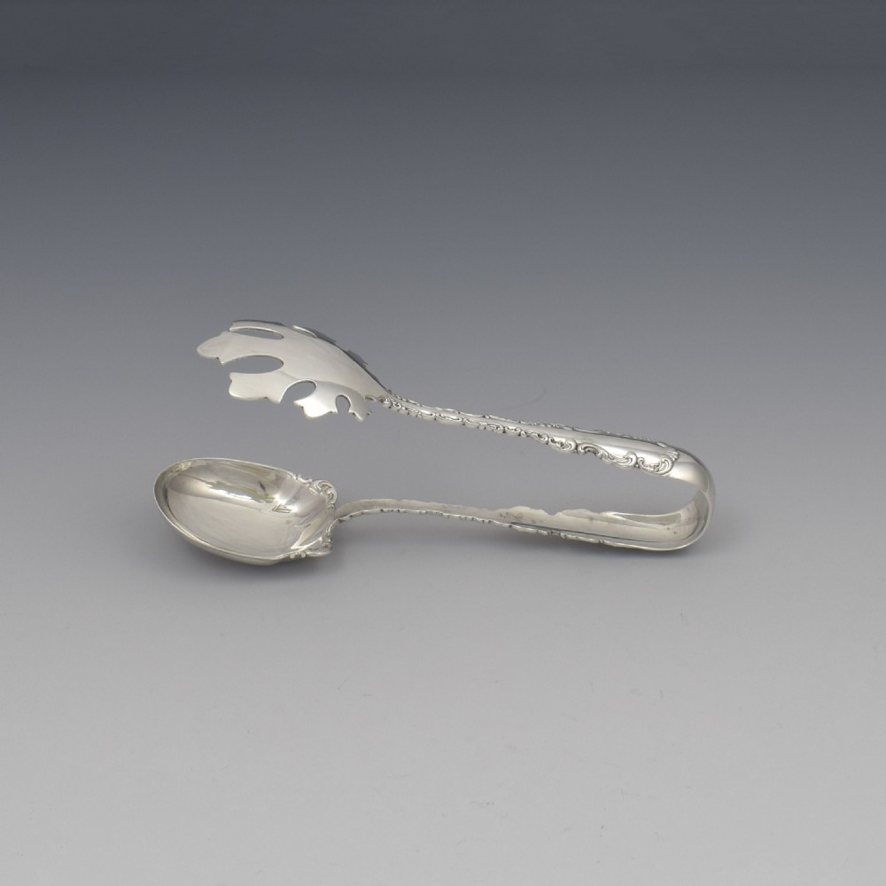 Art Nouveau American Sterling Silver Ice Tongs Whiting c.1890 View II