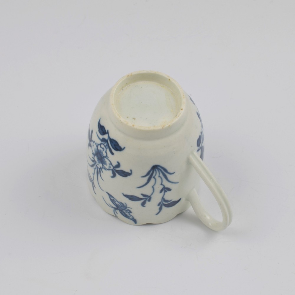 First Period Worcester Porcelain Scalloped Peony Coffee Cup c.1765-1770 View VIII