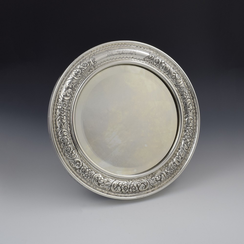 Large Late Victorian Circular Silver Easel Back Dressing Table Mirror View IV