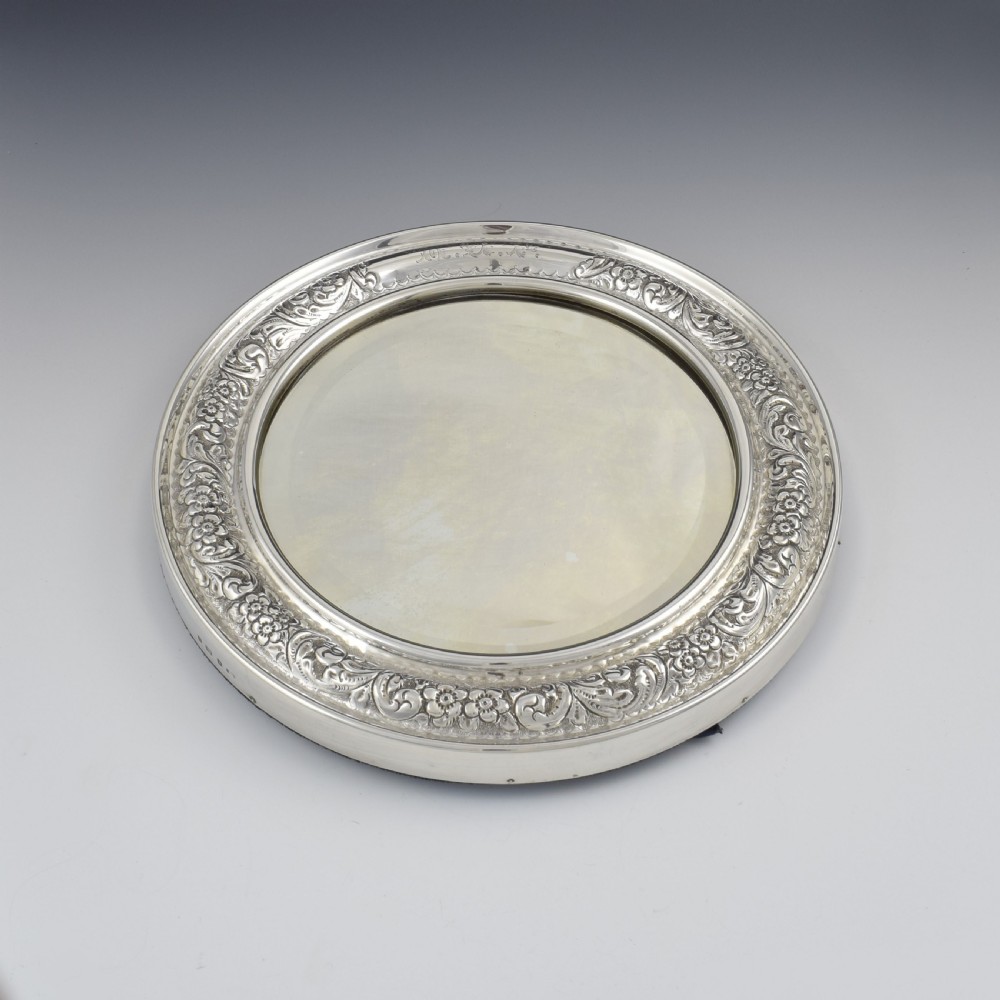 Large Late Victorian Circular Silver Easel Back Dressing Table Mirror View V