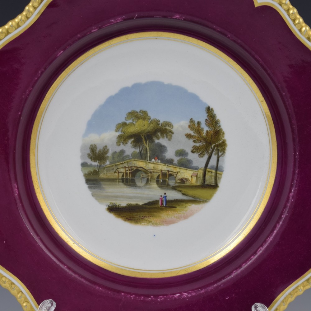 Flight, Barr & Barr Worcester Porcelain Dessert Dish Godstow Bridge View II