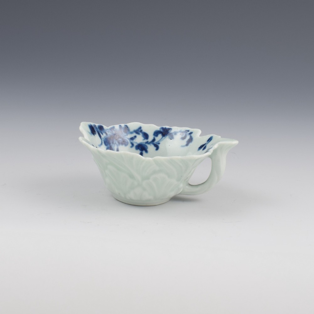 First Period Worcester Porcelain Mansfield Butterboat c.1758 View V
